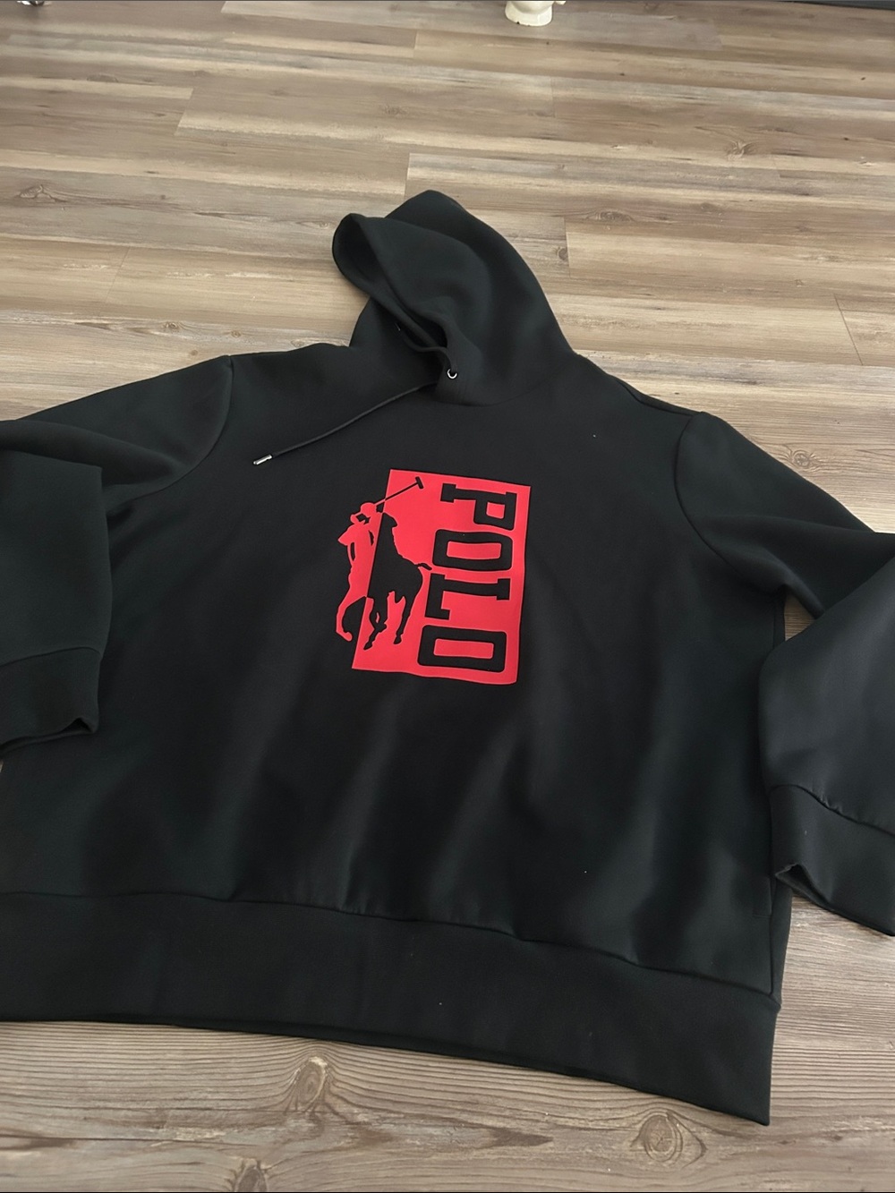 Polo by Ralph Lauren Black Hoodie with Red Polo Graphic